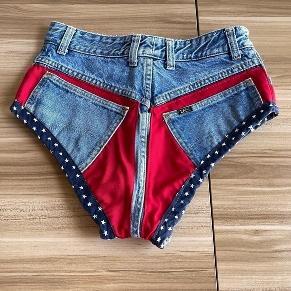 Vintage Guess Booty Jean Short Underwear Patriotic America - Picture 3 of 9